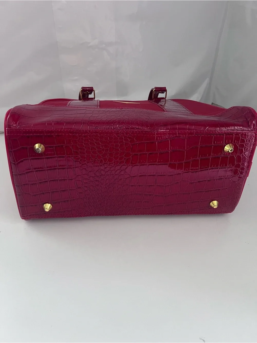 Joy Mangano Red Croc-Embossed Satchel Bag